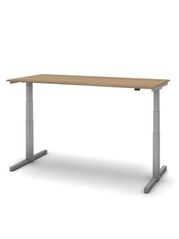 Zit/sta bureau afm. 160x80 cm met noten blad