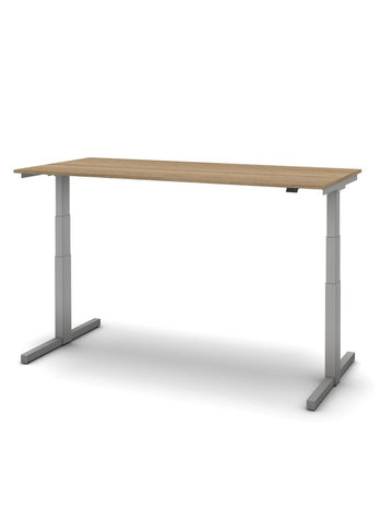 Zit/sta bureau afm. 120x80 cm met noten blad